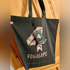 FourLaps Signature Tote Bag Gray Pink Camo Logo Spellout NWT 2-Way Stretch Gym